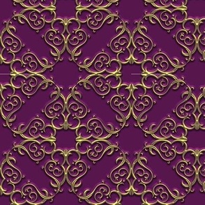 hydrangea purple goldwork damask
