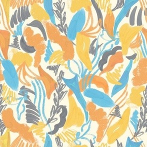 Glowly Flowers - Abstract Blue Orange Yellow