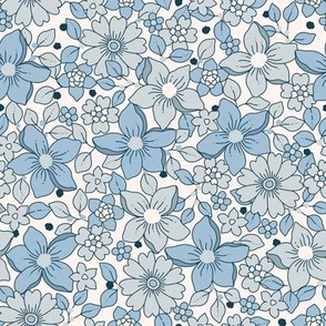 Groovy Boho Blue Baby Boy Nursery Flowers