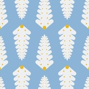 Mid-century fern leaves - Yellow, white, baby blue - Small
