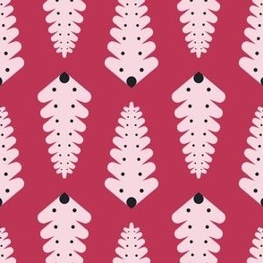 Mid-century fern leaves - Viva Magenta (Pantone 2023), pink, black - Small