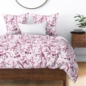 East Meets West Nordic Bird Chinoiserie And Foliage Pattern Pink Large Scale