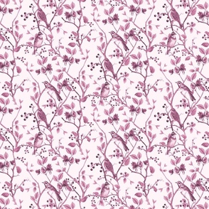 East Meets West Nordic Bird Chinoiserie And Foliage Pattern Pink Extra Small