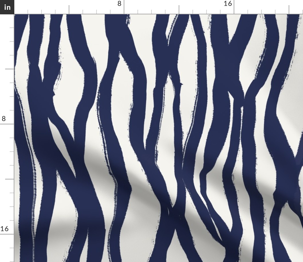 Bark – Bold And Modern Abstract Vertical Lines, Off-White and Dark Blue (Large Scale)