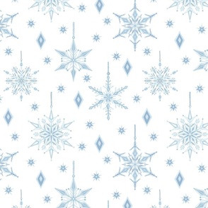 12" Blue and White Snowflake Background - Winter Pattern