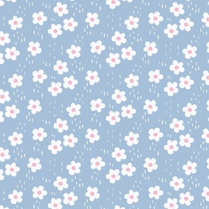 Flowers blue white pink