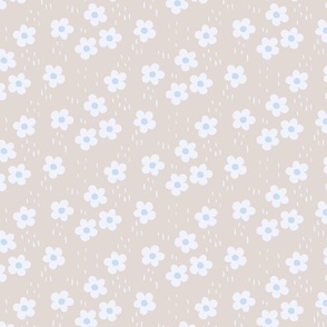 Flowers white blue muted brown