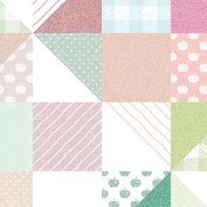 Sweet and Simple Quilt Print  - Mermaid Gingham, Stripes, Polka Dots & Apples  - Cheater Quilt