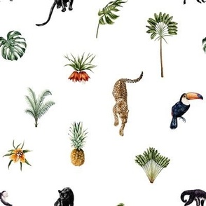 Jungle Luxe Watercolor Tropical  Animals