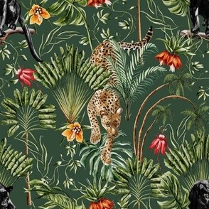 Jungle Luxe Watercolor Tropical  Jaguar