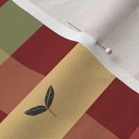 kitchen plaid with leaves on burgundy - medium scale