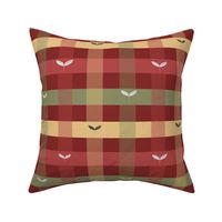 kitchen plaid with leaves on burgundy - medium scale