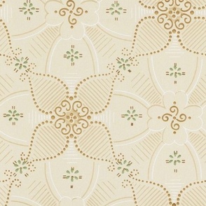 Dotty ceiling paper in beige and gold