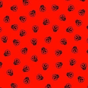 black skulls on a red background