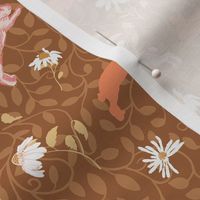 Bunnies & Wildflowers Wallpaper- Warm Colors-12" Fabric