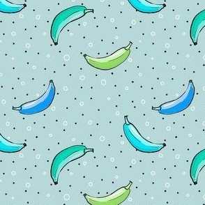 Blue and Green Bananas - small size fabric