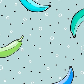 Bananas in cool colors Wallpaper-24"fabric
