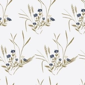 Brown and blue wildflower bunch 12" Fabric -small