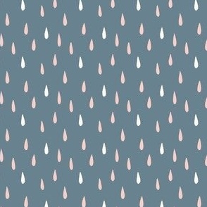 Raindrops in White and Pink on Teal