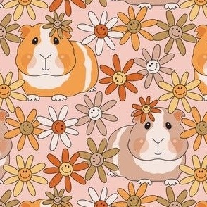 large retro guinea pigs and daisies