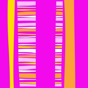 Wavy Meta Stripe in Shocking Pink Yellow and Orange 54in