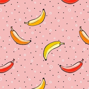 Bold bananas yellow red orange 12" fabric