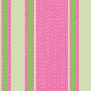 Ticking Stripe (Large) - Sprout and Spring Green on Persian Pink  (TBS211)