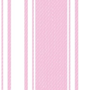 Ticking Stripe (Large) - White and Azalea Pink  (TBS211)