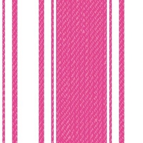 Ticking Stripe (Large) - White on Rose Pink  (TBS211)