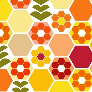 honeycomb flowers wallpaper scale