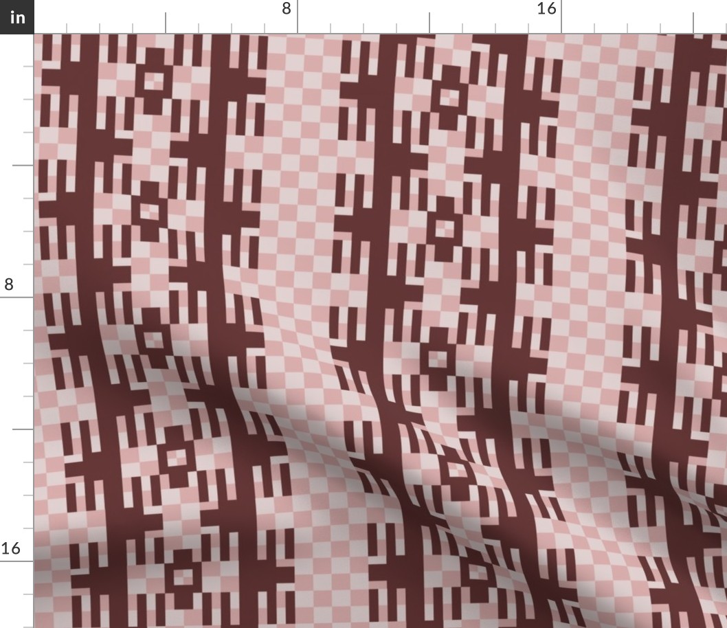MVDL - Funky Art Deco Stripes in Mauve, Blushing Tan and Rich Brown - 8 inch repeat on fabric - 6 inch wallpaper repeat - hex codes e0d0cf, 