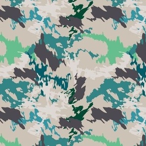 Blue Green Camo Print