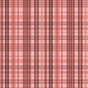 458 - Small scale watermelon pink classic monochromatic plaid country rustic style wallpaper, coats and jackets, children’s dresses and tops, cute bedroom bed linen, seasonal tablecloths, napkins and table runners
