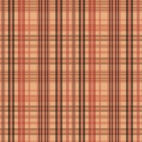 458 $ - Small  scale warm sunset orange pink monochromatic plaid country rustic style wallpaper, coats and jackets, children’s dresses and tops, cute bedroom bed linen, seasonal tablecloths, napkins and table runners