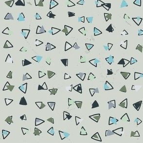 Whimsical Abstract Triangles in Pastel Shades of Blue and Green