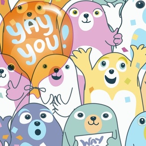 Seal of Approval- large scale - Cute colorful seals with balloons, confetti and positive words