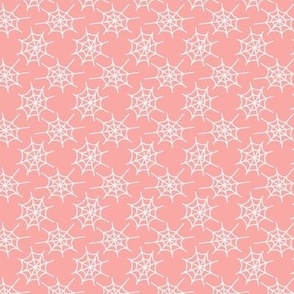 453 - Baby blush pink Small scale tiny hand drawn spider webs create a lace effect - for Halloween spooky scary kids apparel, children party costumes, table decorations, tablecloths, table runners, pet accessories, baby's first Halloween
