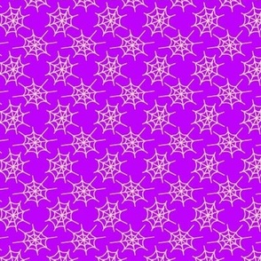 453 - Purple violet Small scale tiny hand drawn spider webs create a lace effect - for Halloween spooky scary kids apparel, children party costumes, table decorations, tablecloths, table runners, pet accessories, baby's first Halloween