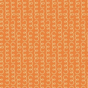 454 - Small scale Delicate hand drawn curls  in zesty lively orange forming a lacey style - for kids apparel_ party costumes_ table decorations_ table cloths_ table runners_ pet accessories