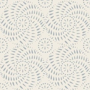swirls - creamy white_ french grey blue - hand drawn circle geometric