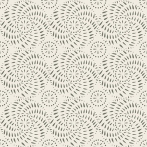 swirls - creamy white_ limed ash green - hand drawn circle geometric