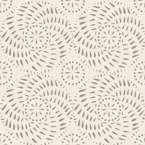 swirls - creamy white_ khaki brown - hand drawn circle geometric