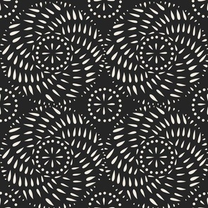 swirls - creamy white_ raisin black 02 - hand drawn circle geometric