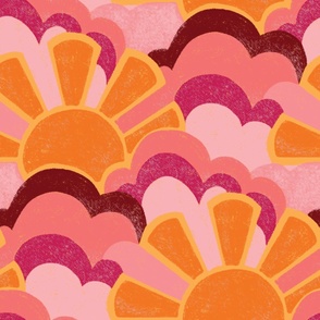 Here Comes the Sun, pink and orange, Jumbo 24in