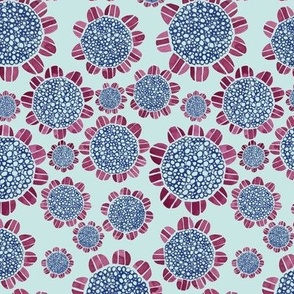 OLD FASHIONED FLOWERS LIGHT BLUE PINK SMALL