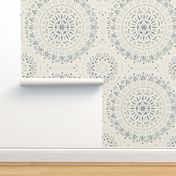 mandala ish - creamy white_ french grey_ marble blue - hand drawn geometric