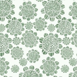 OLD FASHIONED FLOWERS GREEN TONAL SMALL