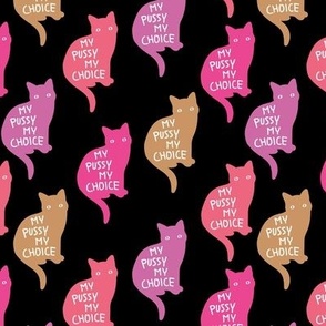Cute cat - My pussy my choice pro-choice women empowerment activist design with cute black kittens caramel pink fuchsia on blush