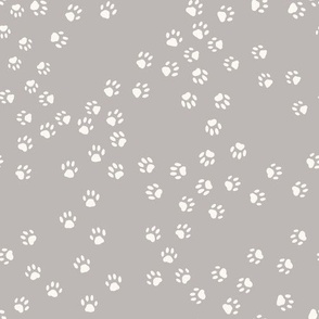 Cat tracks white on gray background - intermingled cat footprints