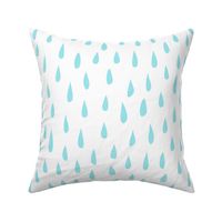 (L) Raindrops Sky Blue Turquoise on White